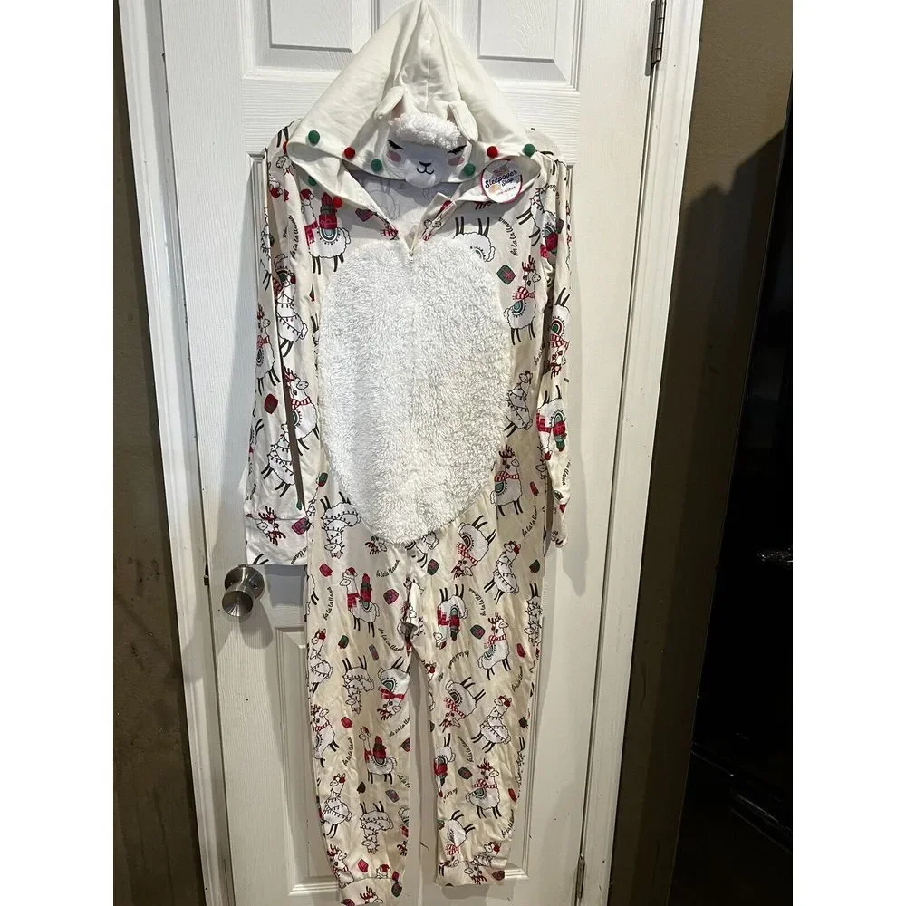 NWT Justice Christmas Llama One Piece Sleep Over Outfit Size Girls 18 Plus